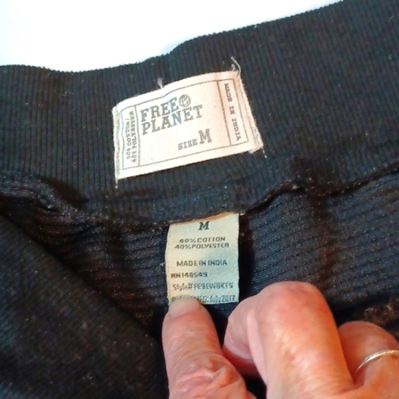 Free Planet Quilted Fleece Bulky Black Sweat Pants M - Picture 4 of 9